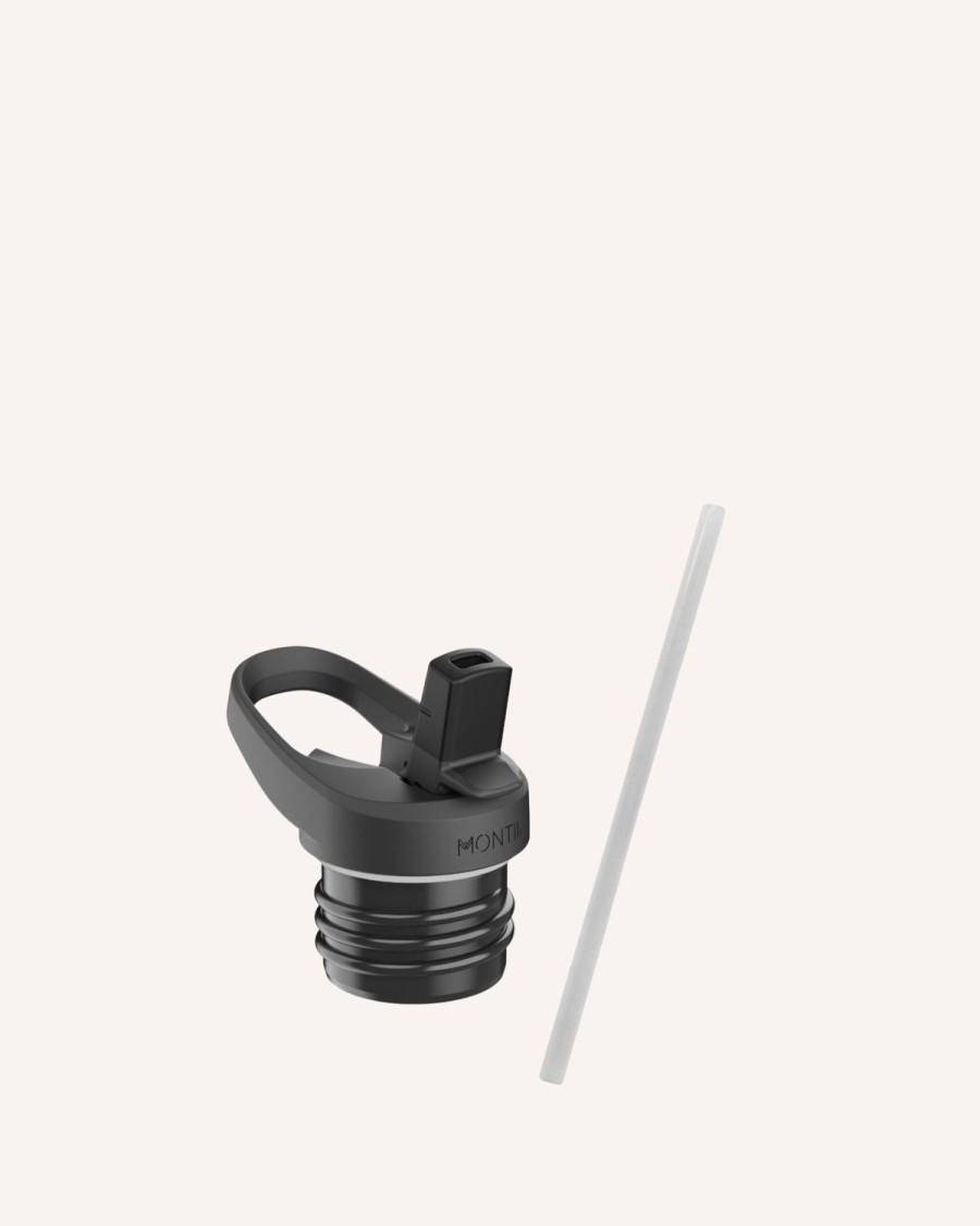 Drinkware MontiiCo Classic Drink Bottle Accessories | Montiico Drink Bottle Lid - Sipper & Straw 2.0 - Black