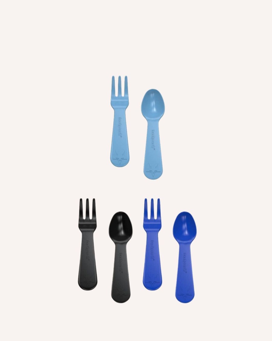 Lunch MontiiCo Lunch Box Utensils | Lunch Punch Lunch Box Fork And Spoon Set - Blue