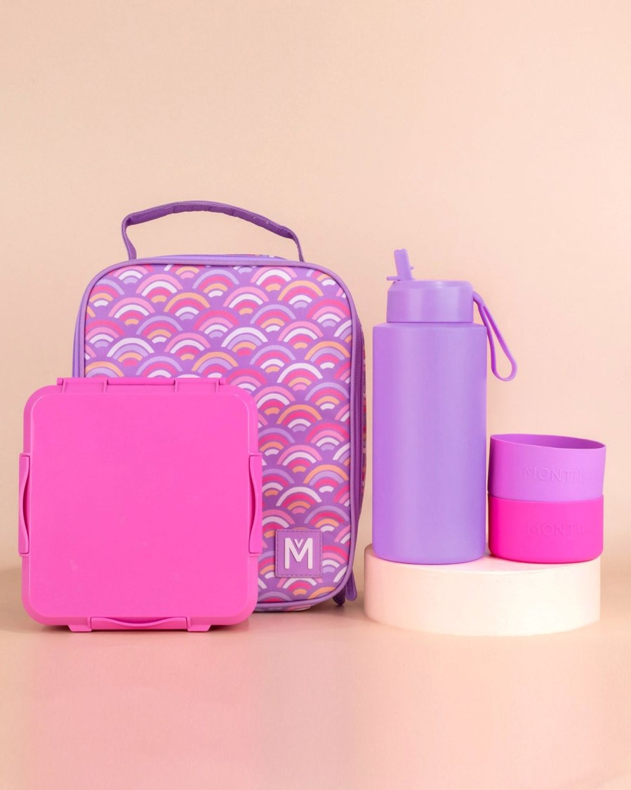 Bundles MontiiCo | Montiico Large Lunch Bag, Bento Plus And Bottle Set - Rainbow Roller