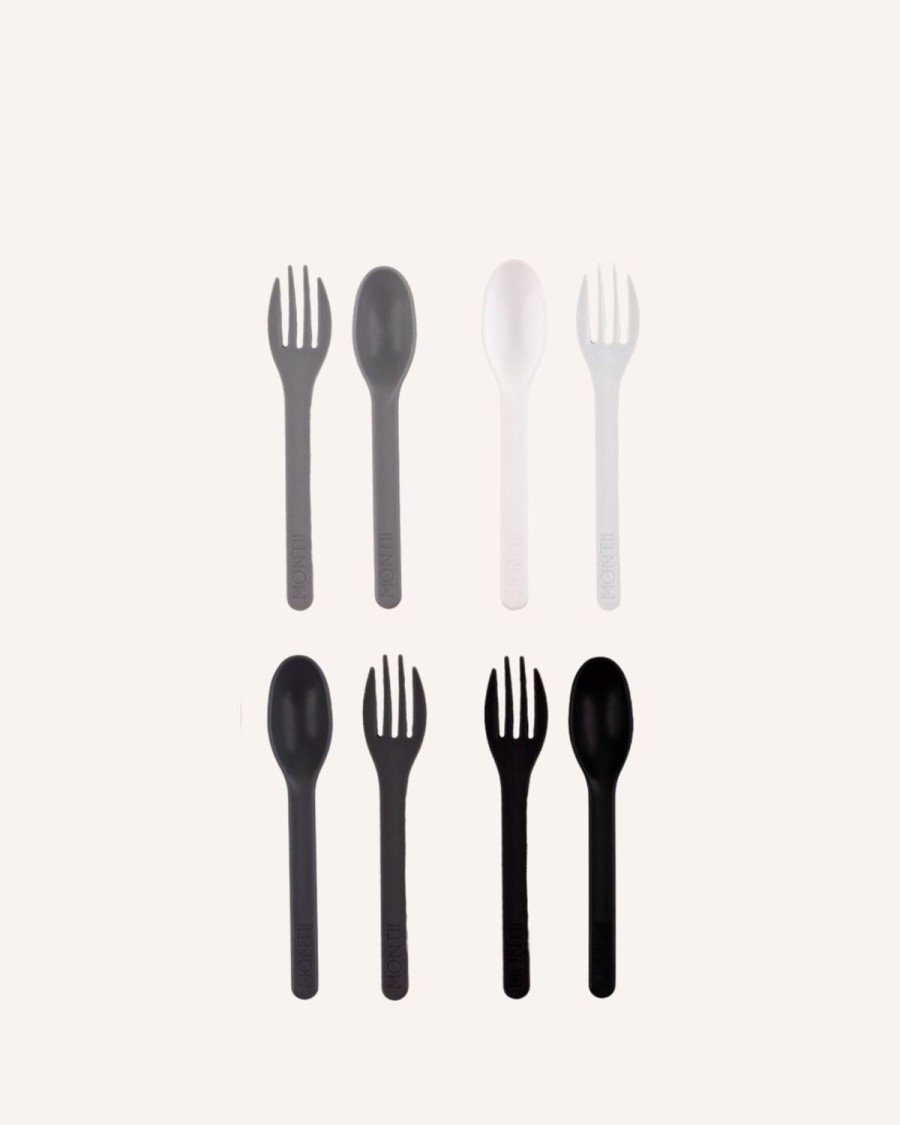 Lunch MontiiCo Lunch Box Utensils | Montiico Out & About Cutlery Set - Monochrome